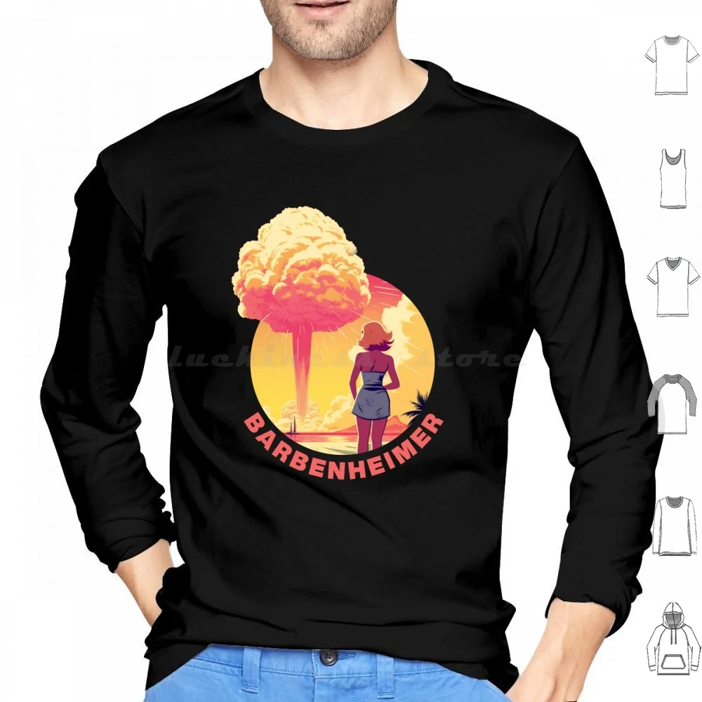 Barbenheimer 2023 Hoodie cotton Long Sleeve Oppenheimer Barbenheimer 2023 Bombshell Movie Cinema Retro Vintage Travel Funny