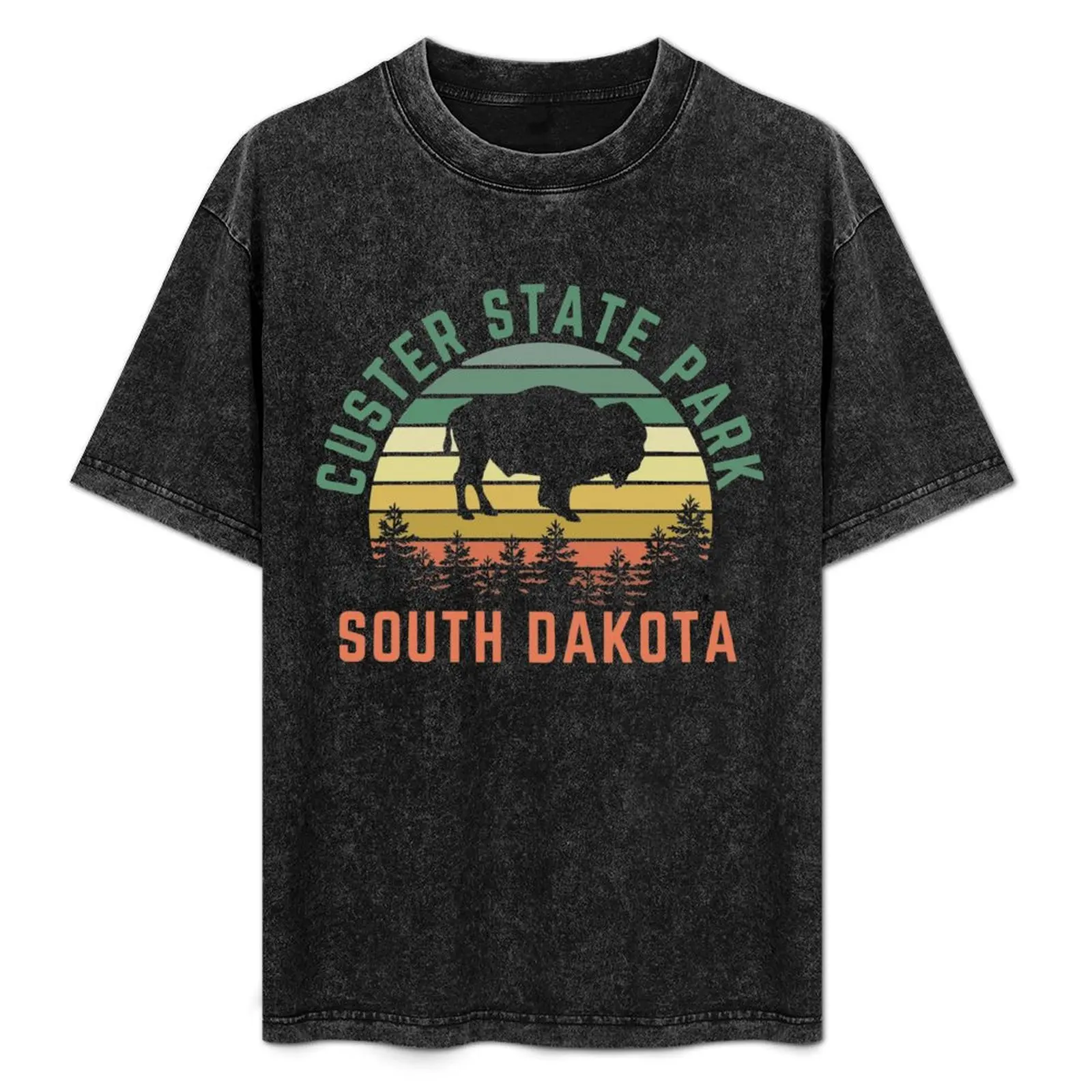 

Custer State Park South Dakota Buffalo Retro Sunset Black Hills Forest Sticker Shirt T-Shirt anime shirt T-shirt men