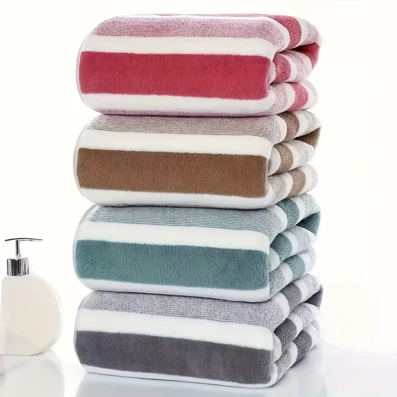 4pcs Striped Bath Towel Set: Absorbent, Quick-Drying, Super Soft & Skin-Friendly for Home Bathroom