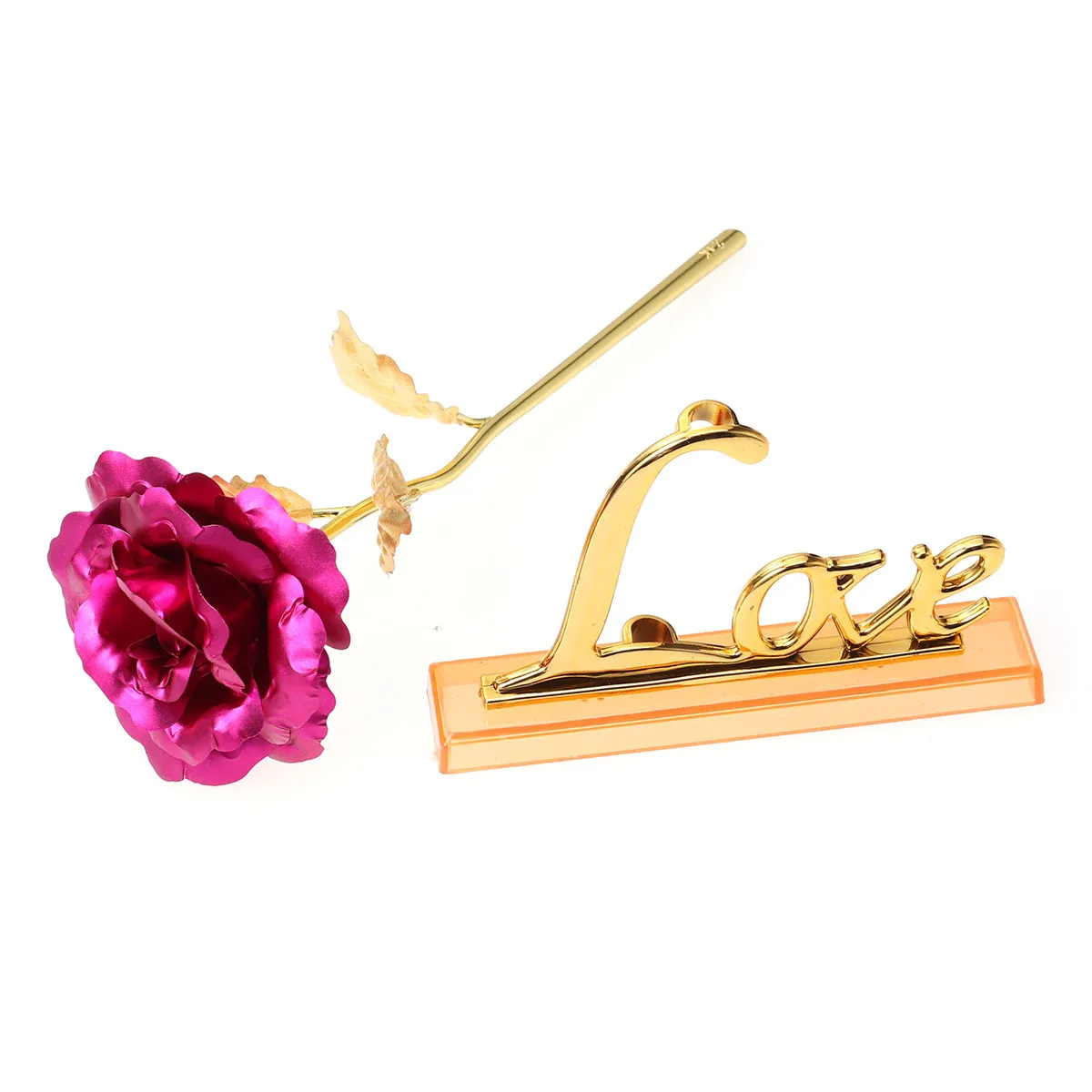 

24K Gold Foil Rose Long Stem Luxury Golden Artificial Flower Everlasting Love Gift For Valentine Mother Wedding
