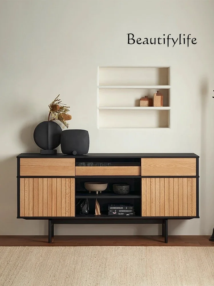 V Moore Side Cabinet Nordic Modern Retro Solid Wood Wabi-sabi Wind Black Bucket Cabinet Designer Cabinet