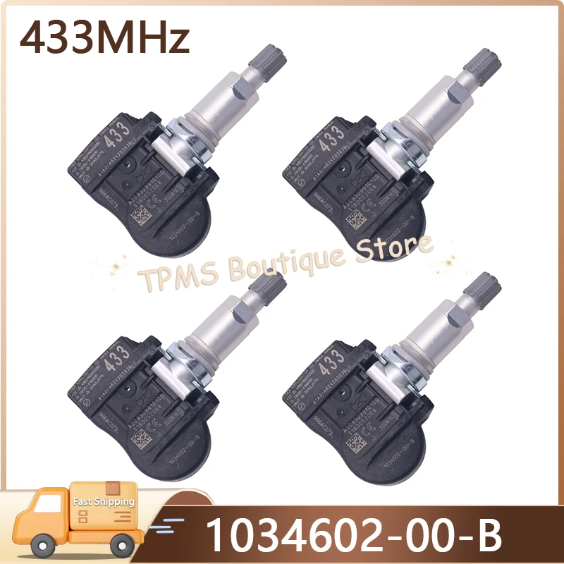 4pcs For Tesla Model S X 3 Car 1034602-00-B 1034602-00-A 1034602-00-C 433MHz Sensor Tire Pressure Monitoring System Accessories