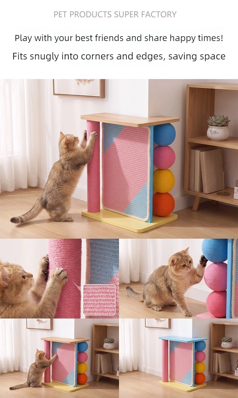 Sofa Corner Cat Scratching Post Couch Protector Sisal Scratcher Board Solid Wood Cat Scratchers Indoor Side Table Cats Furniture