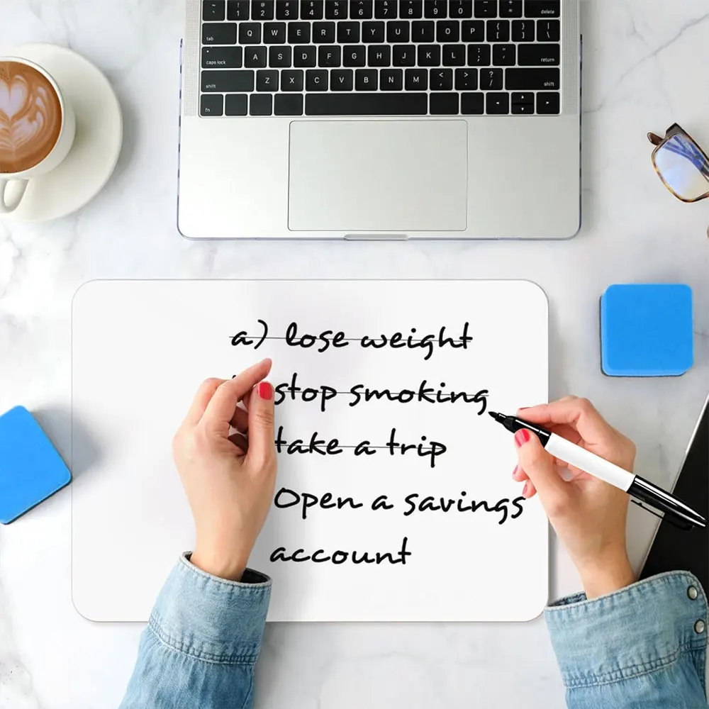 Pizarras blancas portátiles (paquete de 2), pizarras blancas de doble cara de 9x12 pulgadas, con 2 borradores y 2 rotuladores, material de oficina.