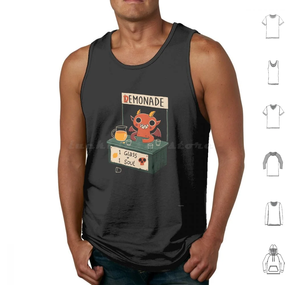 Demonade Tank Tops Print Cotton Demon Devil Lemonade Summer Spooky Cute Halloween Horror Typography Funny Humor