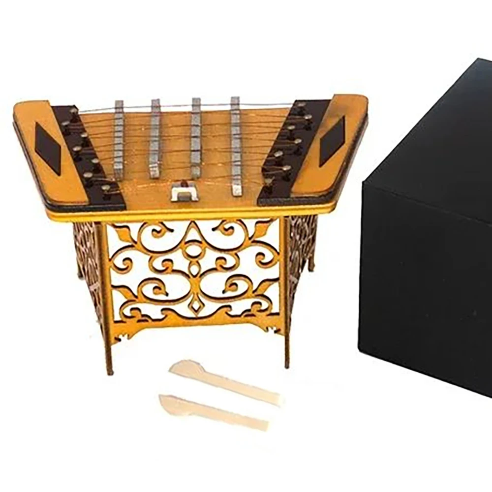 1Pcs Miniature Dulcimer Model Mini Musical Instrument for Dollhouse Accessories Action figure bjd ob11 Decoration