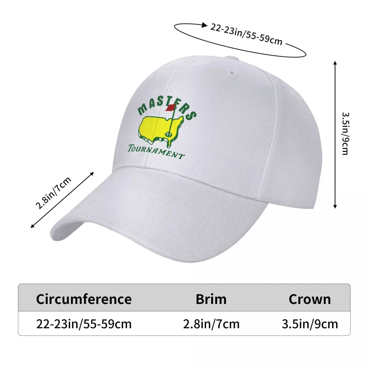 Fashion Unisex Masters Tournament Golf Logo Baseball Cap Adult Adjustable Dad Hat for Men Women Sports Snapback Hats