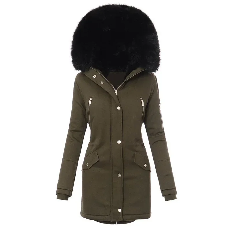 Women's Winter Jacket Coat Warm Long padding S-3XL Thick Fur Collar Hooded Down Parkas Cotton Down Jackets Woman Clothing Coat