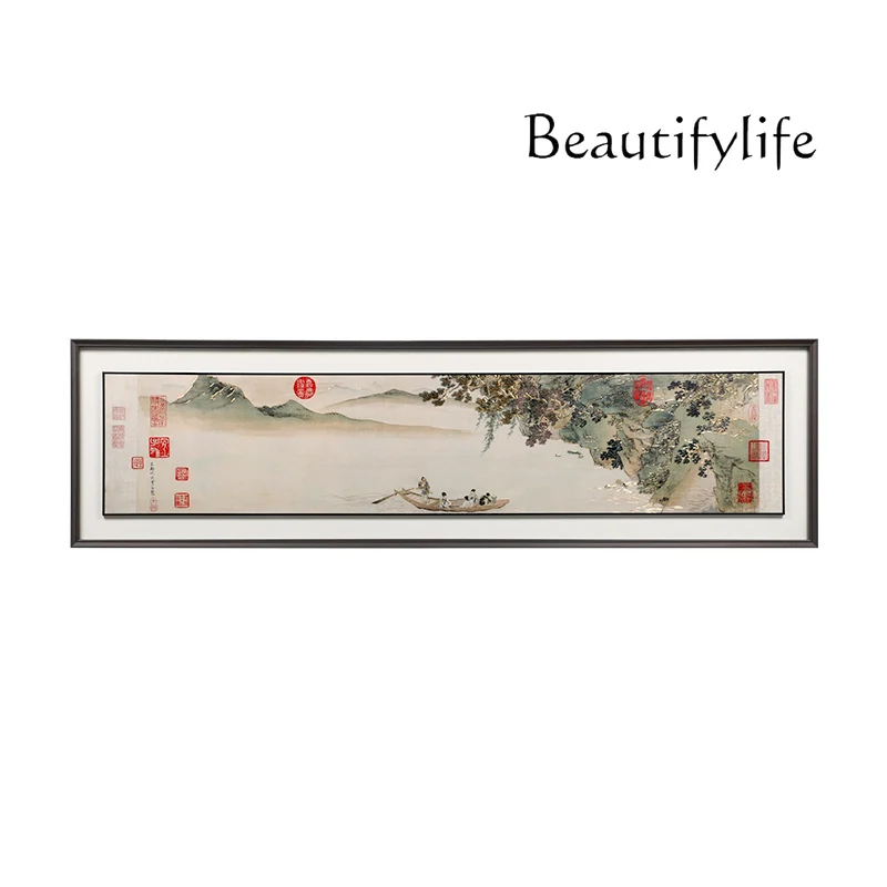 

Living room sofa background wall decorative painting engraving new Chinese style bedroom tea room mural high-end fashion