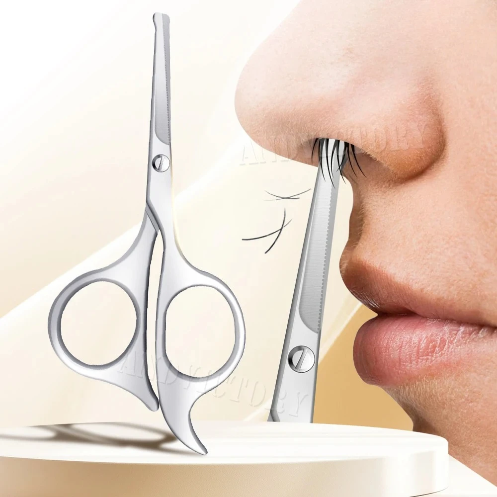 1 pçs nariz tesoura de cabelo ferramenta de maquiagem removedor de pêlos faciais ponta redonda saúde segura pequena tesoura de aliciamento para aparar sobrancelha