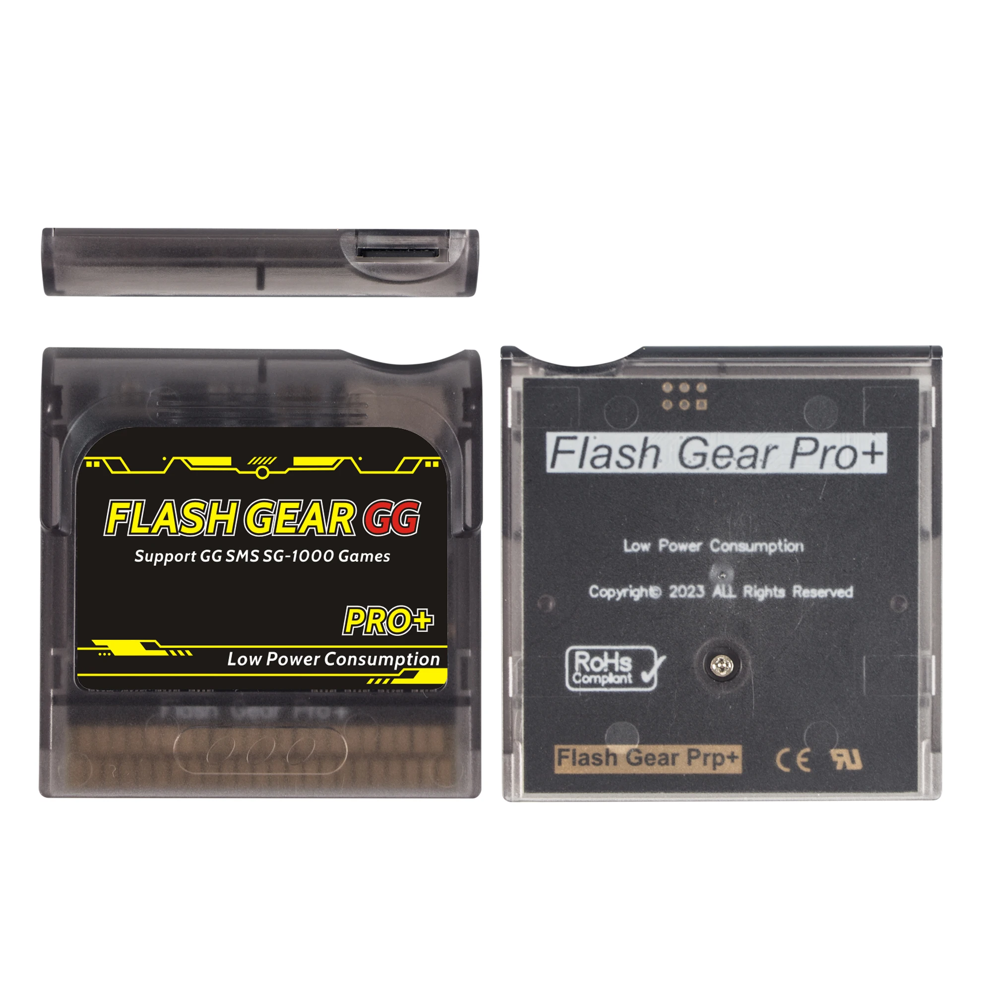 خرطوشة ألعاب Flash Gear Pro+ الجديدة لعام 2023 لوحدة تحكم Sega Game Gear GG مع ألعاب، شفافة