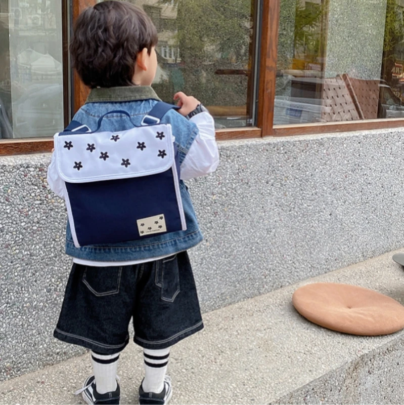 Personalized Name New Children's Backpack Fashion Contrast Color Student School Bag Handbag Cute Kindergarten Backpack