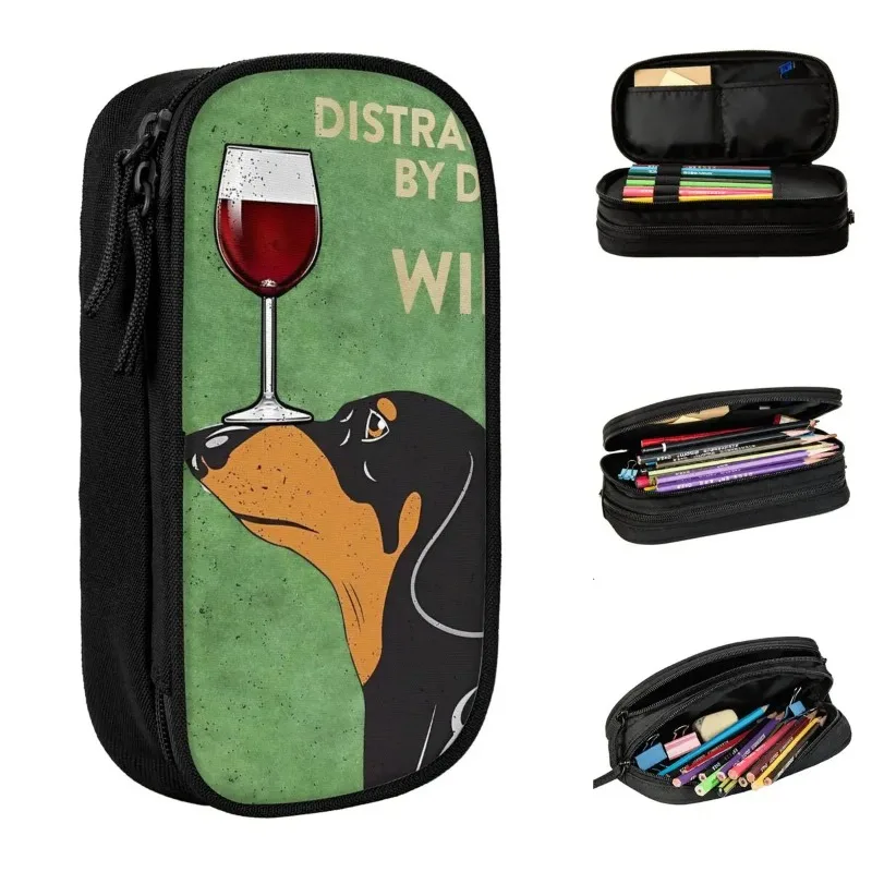 

Dog Dachshund Christmas Dogs Funny Pencil Cases Cute Pen Box Bag Student Large Storage Students School Gifts Pencilcases