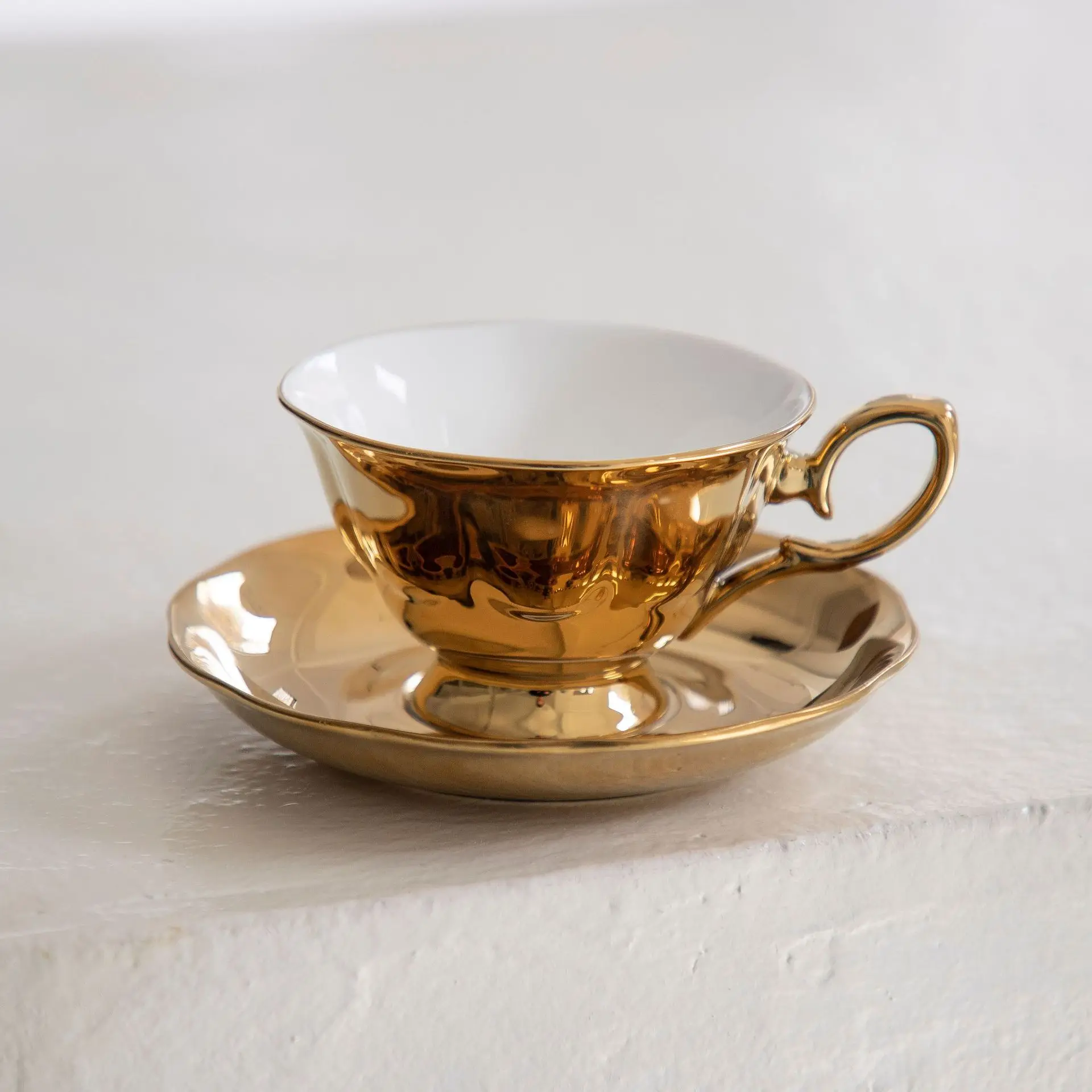 Golden Ceramic Coffee Set British Afternoon Tea Suit Creative Gift Gold-Plated Coffee Cup Water Cup