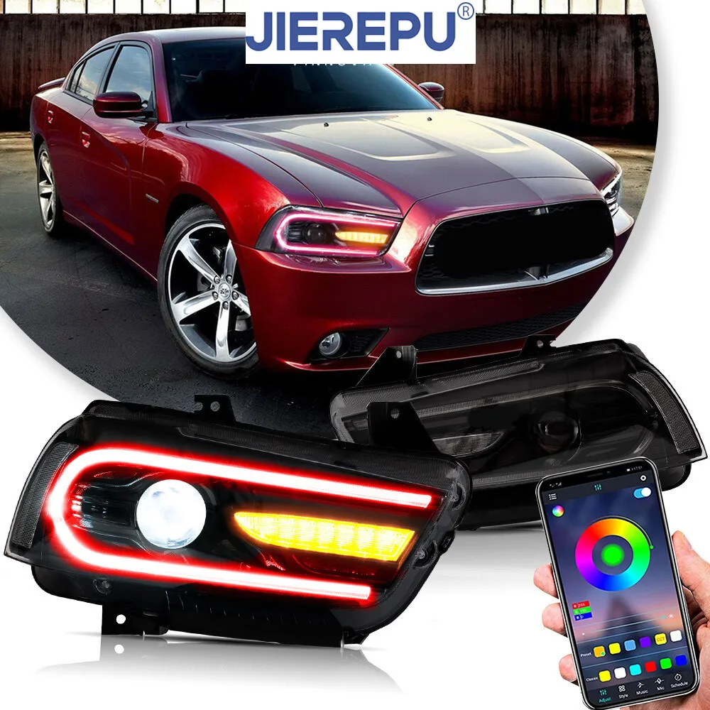 

1Pair Turn Signal Set RGB Dual Beam W/Sequential For Dodge Charger 2011-2014 Vland LED Headlights
