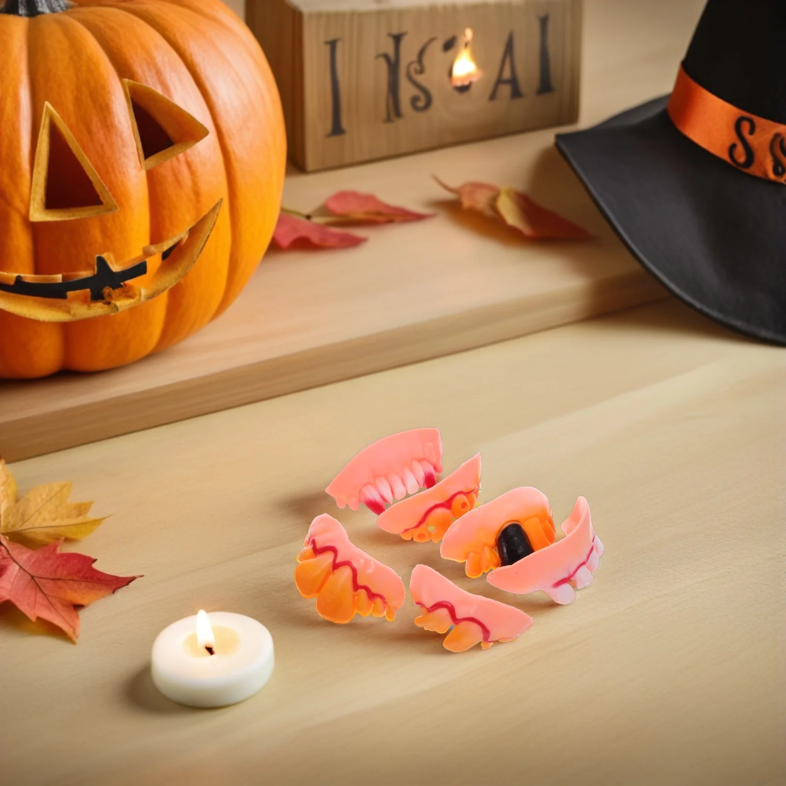 

5 шт., накладные зубы, забавные дурацкие искусственные накладные зубы, реквизит для Хэллоуина, Пасхи, вечеринки, маскарада, страшный аксессуар, новинка, кляп, подарок