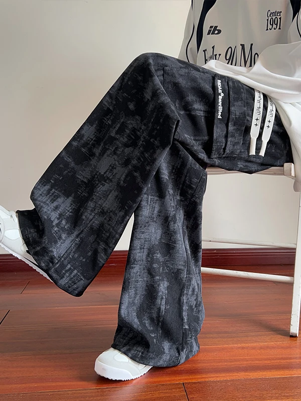 

Мужские вельветовые брюки в стиле тай-дай, прямого кроя, повседневные, модные, широкие, для весны и осени