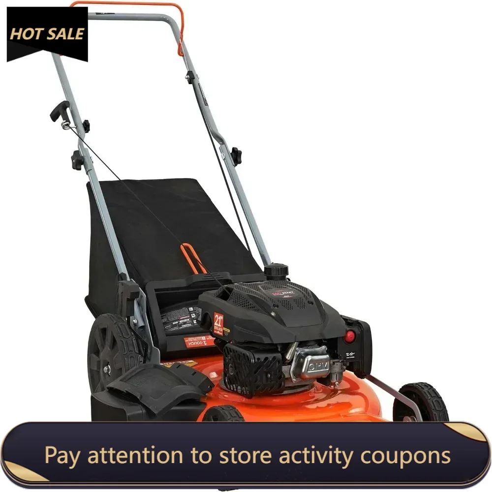 

21 In. 170cc 3-in-1 Gas Walk Behind Push Lawn Mower With High Rear Wheels Freight Free Battery Cutters Gasoline Brush Cutter