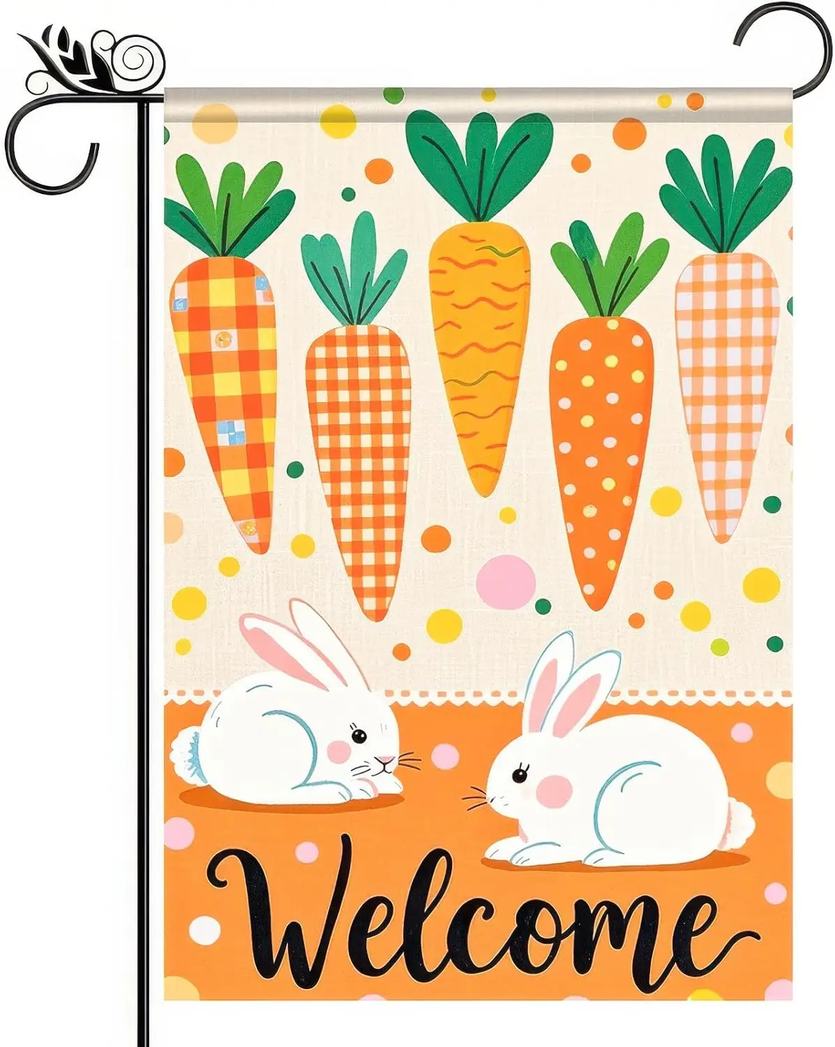 Easter Garden Flag Holiday Decoration 12x18 Inch Welcome Bunny and Carrot Design Backdrop Double-Sided Spring Yard Decoratio EEZ
