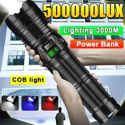 High-power long-range flashlight ultra-bright LED lantern TYPE-C rechargeable with telescopic zoom built-in 3*18650 battery