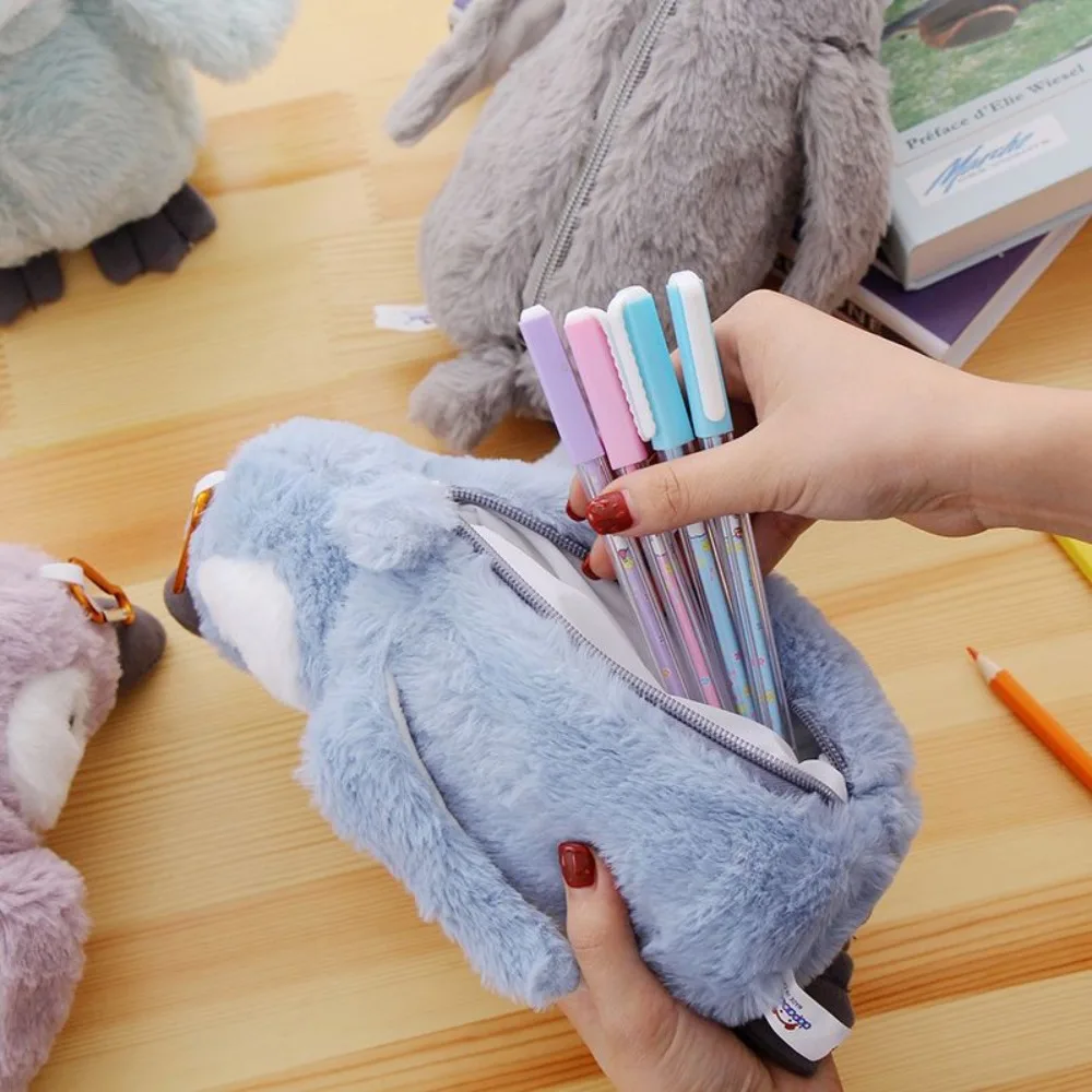 

Large Capacity Plush Pencil Case Stuffed Animal Cartoon Doll Stationery Bag Makeup Bag Pen Storage Bag Penguin Pencil Bag