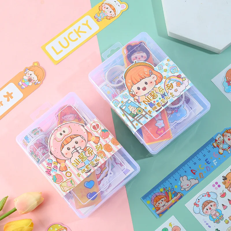 Stationery Sakura Series Set Material Box Sticky Notes and Paper Tape Cards Hand Sticker