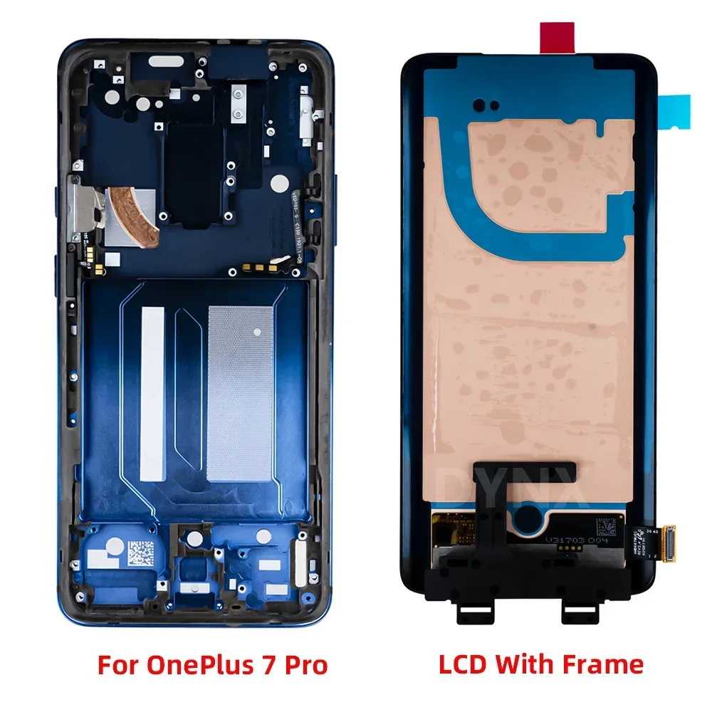 100% Tested 6.67\'\' AMOLED LCD Display For Oneplus 7Pro LCD With Frame Display Touch Screen Digitizer Assembly Replaceable