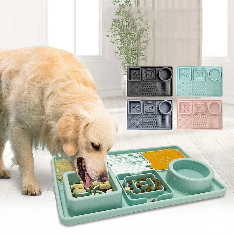 Multifunction Pet Slow Feeder Bowls Dog Licking Mat With Suction Cups For Anxiety Relief Dog Cat Water Drinking Eating Food