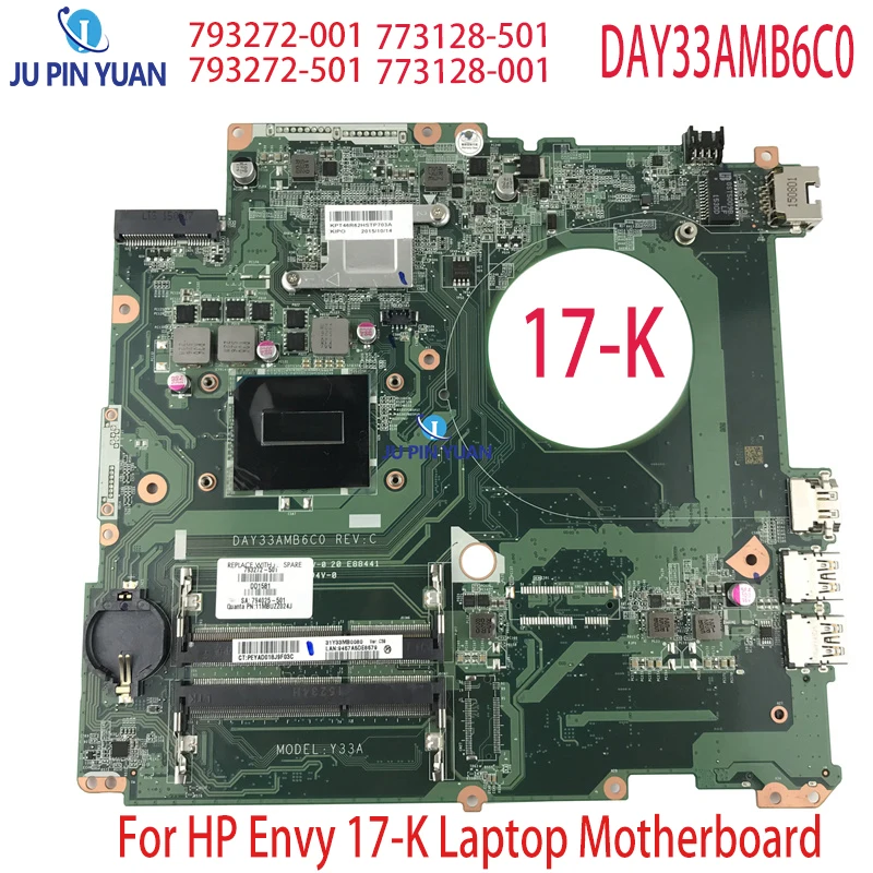 

For HP Envy 17-K Laptop Motherboard With I7-4710HQ I7-4720HQ CPU DAY33AMB6C0 793272-001 793272-501 773128-001 773128-601 DDR3