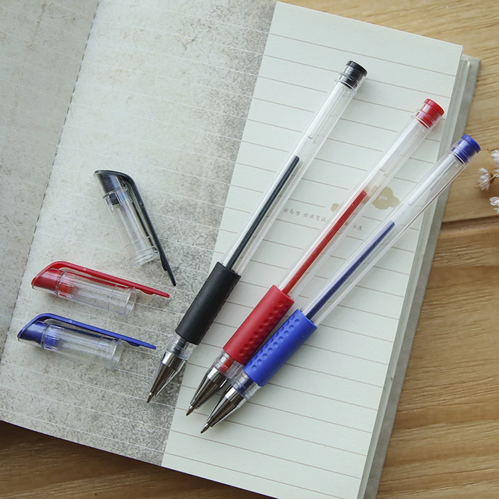 

12pcs Gel Ink Roller Ball Pens 0.5mm Fin Point Pen for Office School Students Stationery (Blue & Black & Red)
