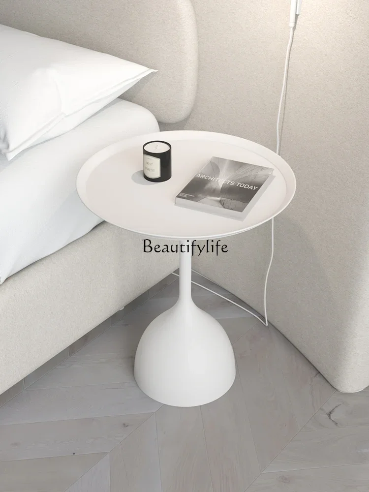 Nordic style modern simple bedside table round wrought iron bedside storage table