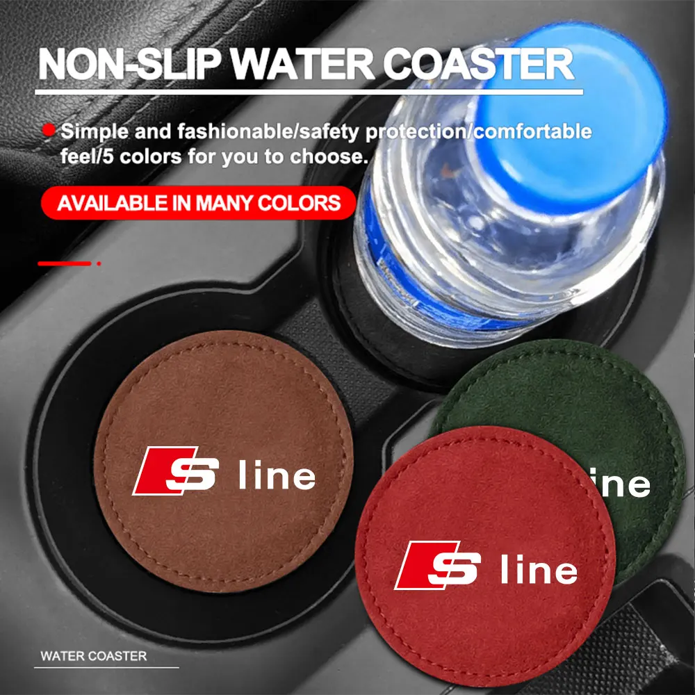 2 Stück/Set Auto-Getränkeuntersetzer Rutschfeste Wasserbecher-Matte für Audi Sline A1 A2 B5 B6 A3 A4 A5 A6 A7 A4L 8V 8L RS Q2 Q3 Q5 Q7 Q8 Sportback TT