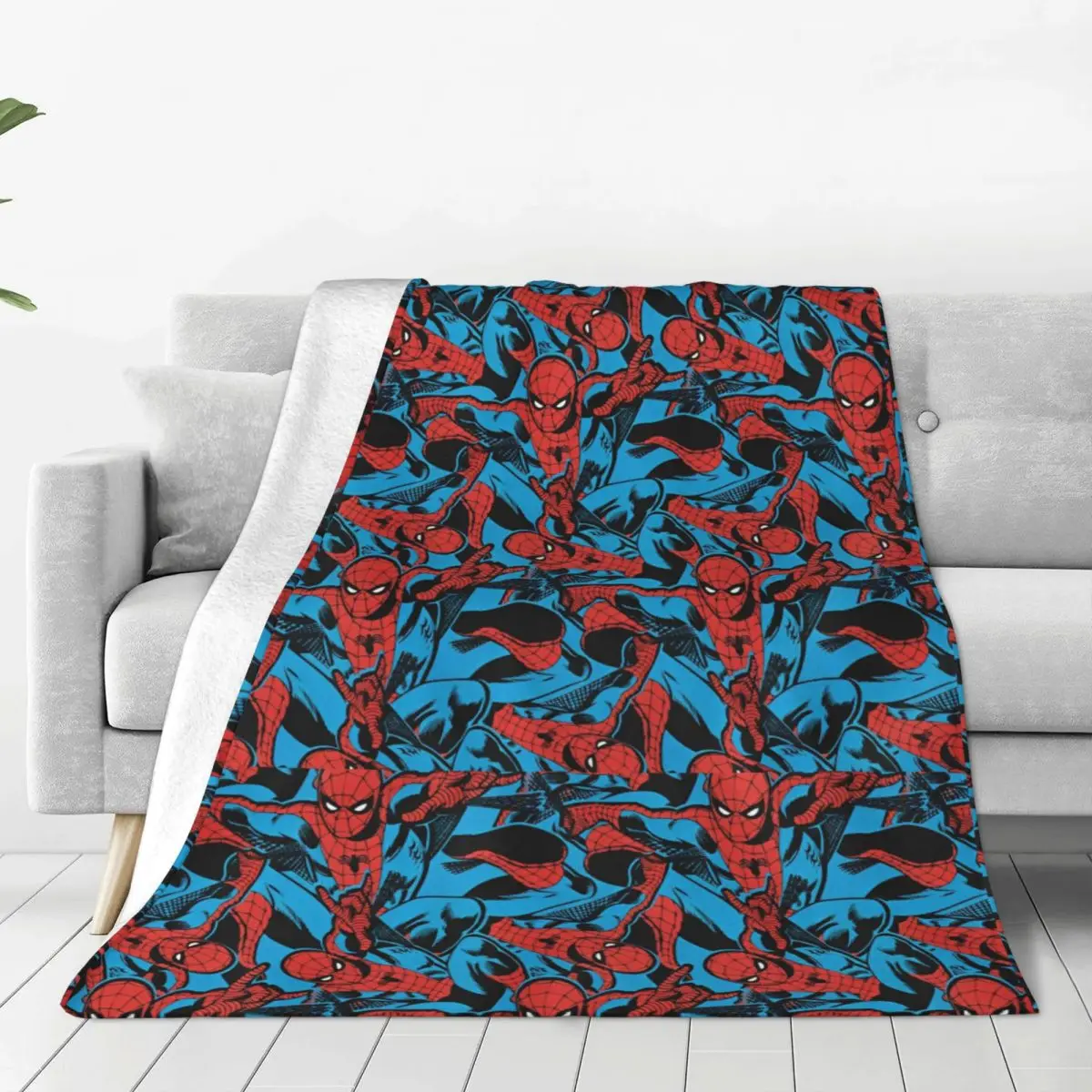 Retro Spider Man Web Shooting Blanket Soft Warm Plush Throw Blanket For Kids Adult Couch Bed Flannel Bedspread Bed Cover