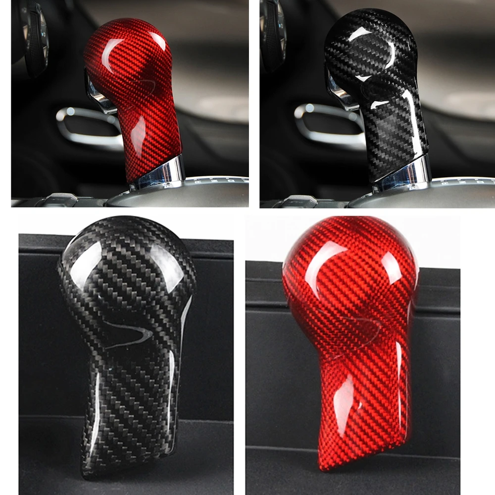 

For Chevrolet Camaro 2010-2015 Red /Black Real Carbon Fiber Gear Shift Head Shifter Knob Collar Cover Trim Cap Decorative Shell