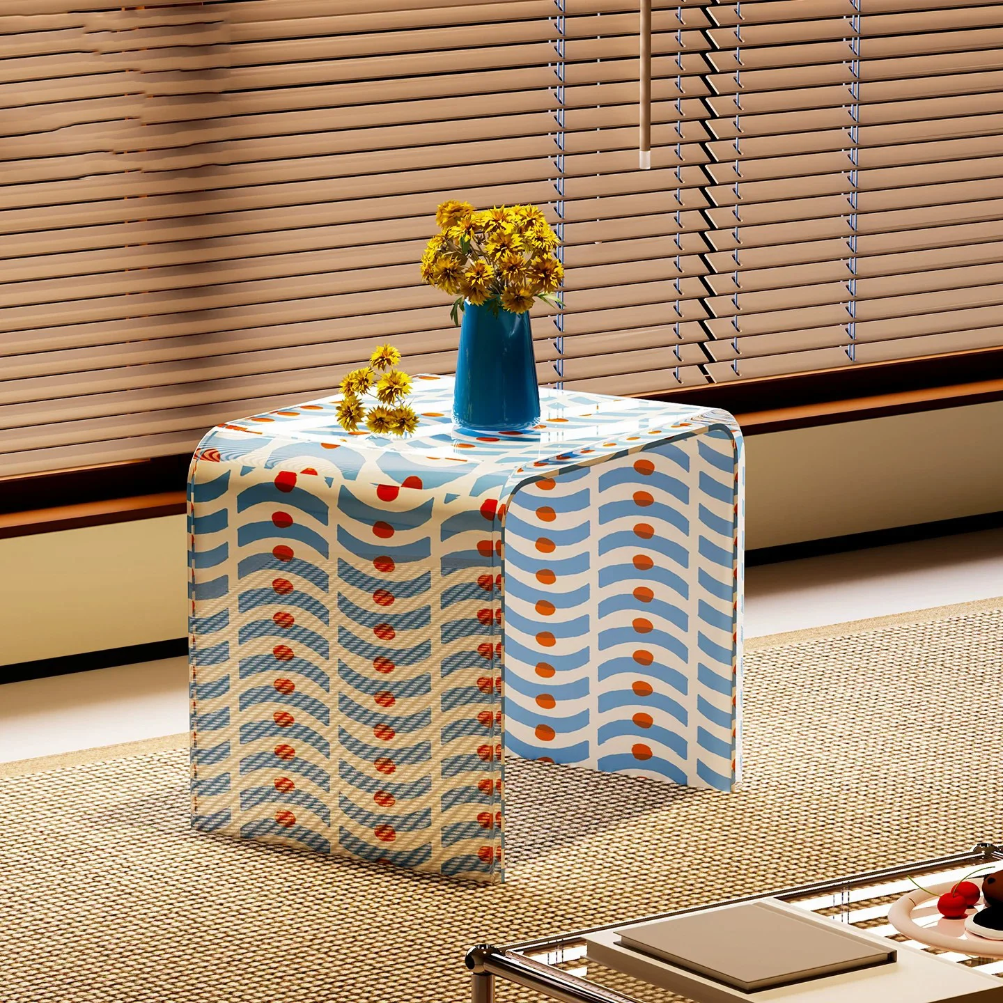 Acrylic Side Table Pattern Customization Modern Minimalist Style Home Decoration Hotel Furniture Exhibition Stand Small Stool