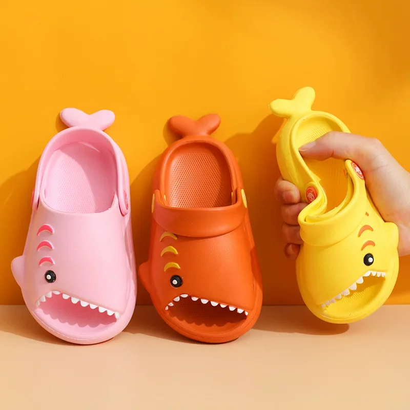 Summer Children Sandal Kids Cartoon Shark Print Slides Home Bathroom Flip Flop Boy Soft Sole Baby Beach Shoes Anti-Slip Slippers