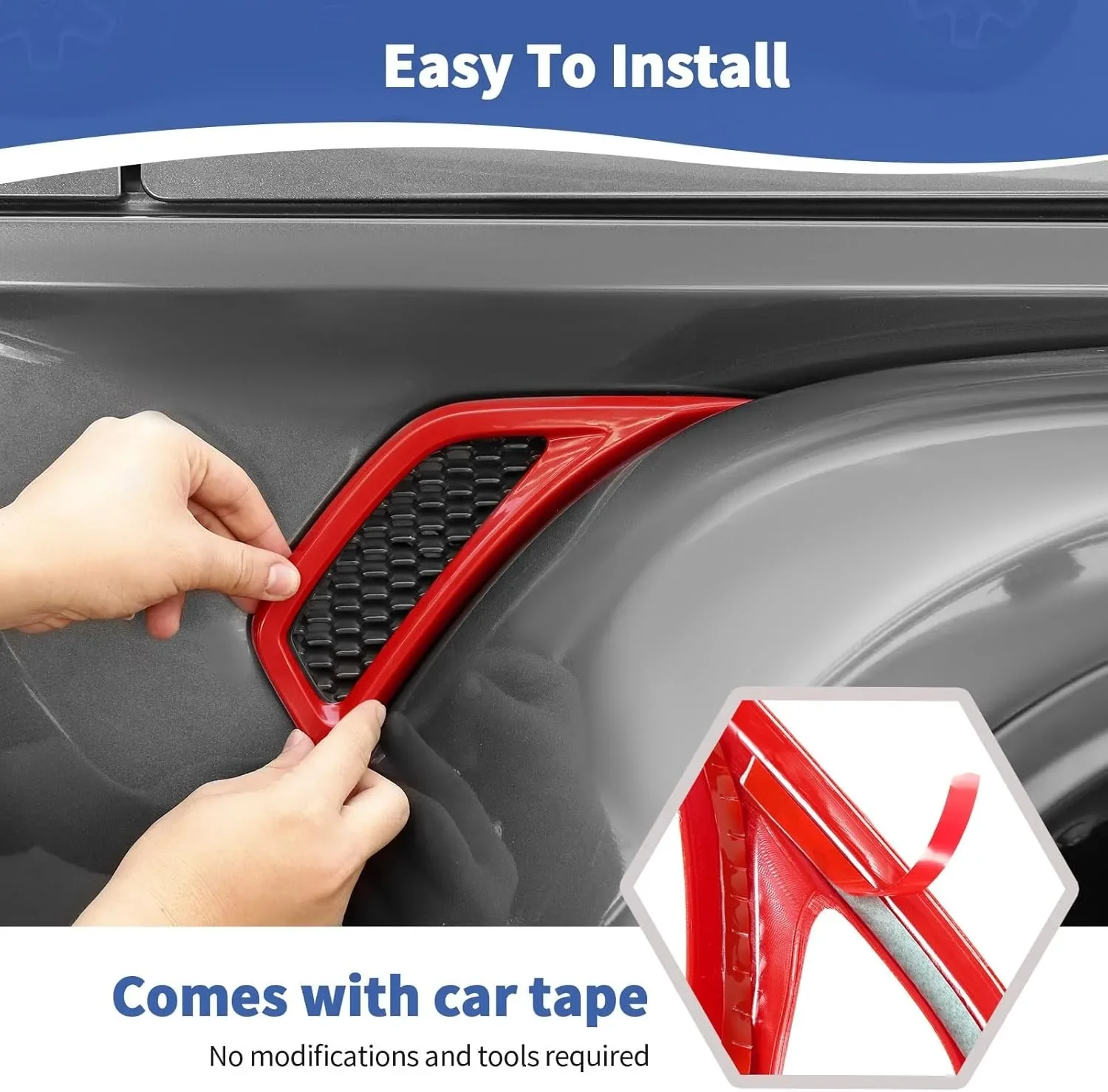 Side Fender Vent Decal Trim Cover for Jeep Wrangler JL JLU Gladiator JT 2018-2024 Carbon Fiber Exterior Accessories 2pcs