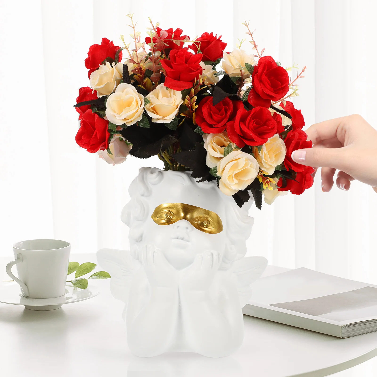 

Angel Cherub Resin Flower Pot Compact Cute Planter for Office Home Garden Decorative Indoor Outdoor Plant Pots