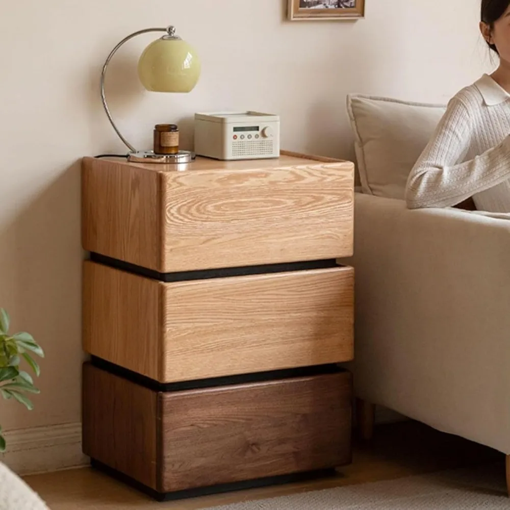 

Cherry Wood Nightstand with Drawer, Mid Century Modern Nightstands, Small Bedside Table, DIY Night Stand for Bedroom(Brown, 20.3