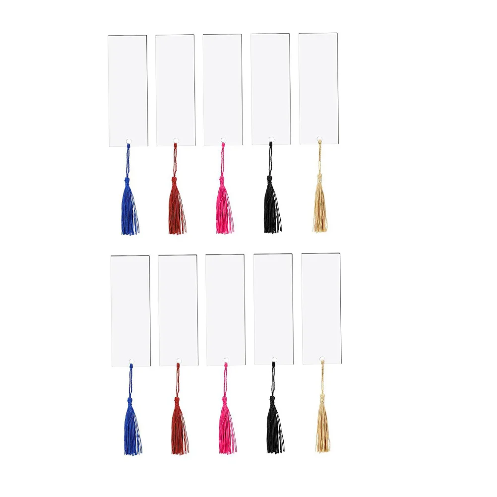 

10 Sets Acrylic Bookmark DIY Colorful Tassels Decorate Record Reading Stage Bookmarks Blanks