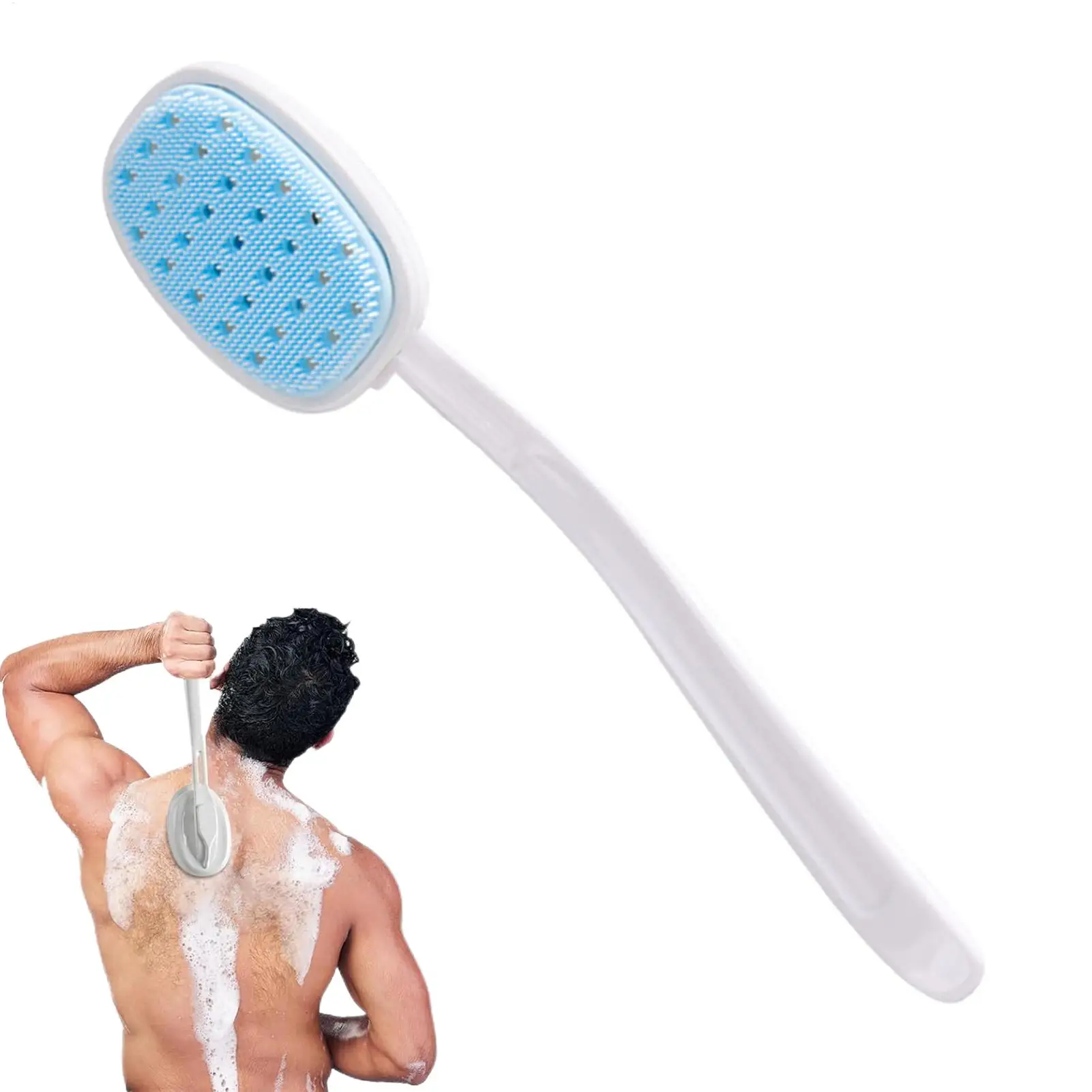 Body Scrubber Shower Back Scrubber Silicone Bristles Anti-Slip With Soap Reservoir With Handle For Neck Shoulder Arm Chest