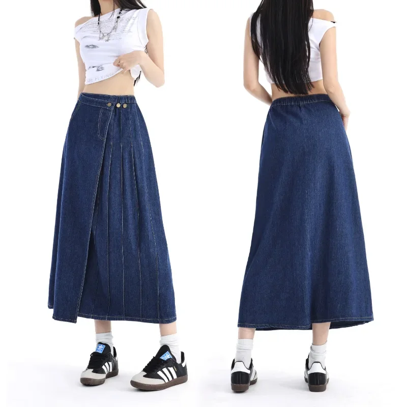 Pop Casualdenim Korean Style Skirt For Women High-waisted Irregular Design Sensibility Niche A- Line Summer New Arrival