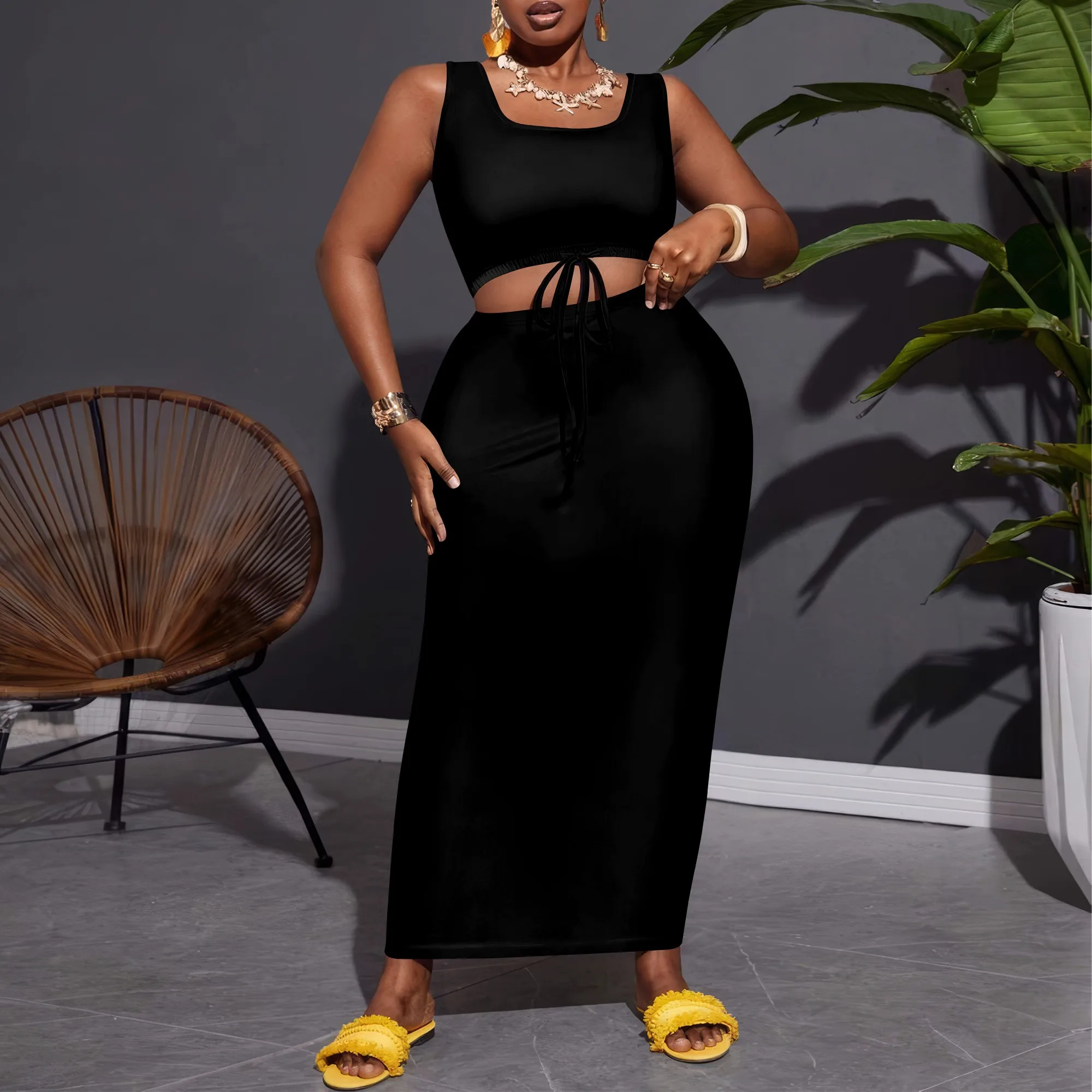 

Women's Long Pencil Skirt - High Waisted Summer Fall Y2K Club Bodycon Tight Maxi Skirts
