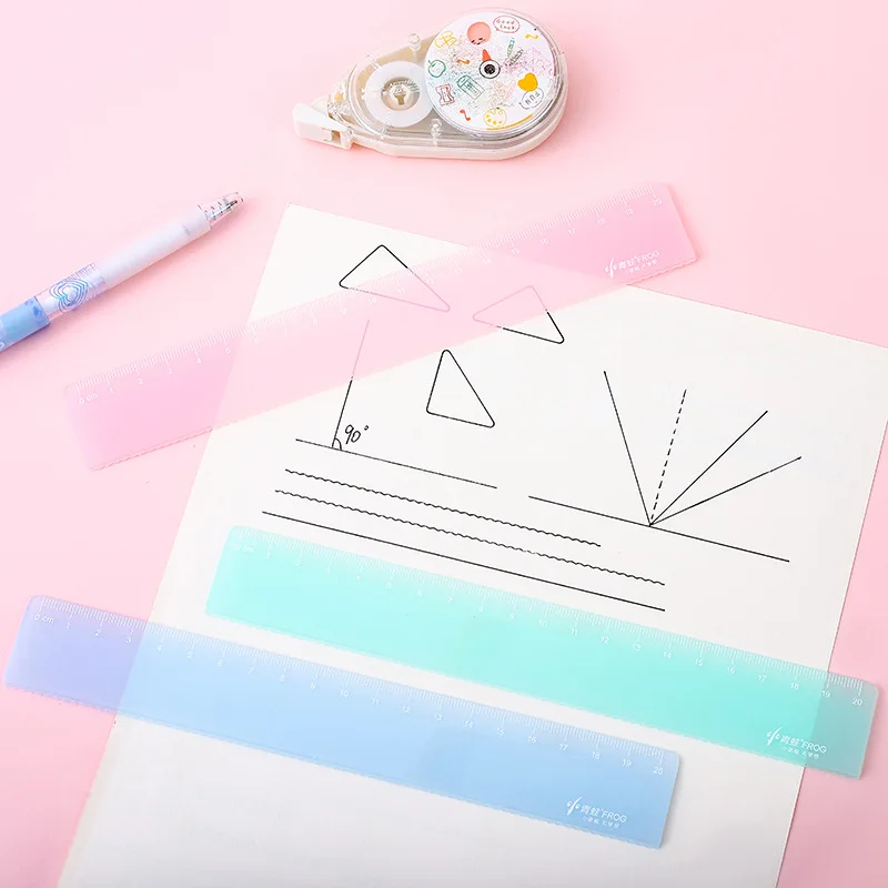 50pcs Pretty Macaroon Color 15cm Ruler Kawaii Accessories School Tool 18cm Rulers Student 20cm Ruler Cute Stationery Wholesale