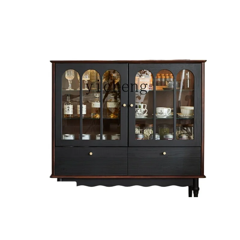 

XL1 American solid wood dining side cabinet French retro black light luxury high-end locker