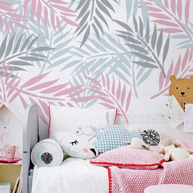 

Трафарет для стен в тропическом джунглях 50-170 см, большой шаблон для рисования мебели «сделай сам», летний настенный декор с многоразовым использованием