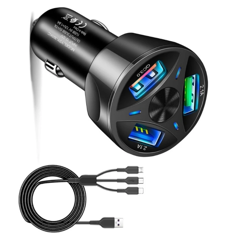 

3 Port USB Car 35W Rapid Charging Device QC3.0 for Phones and Tablets