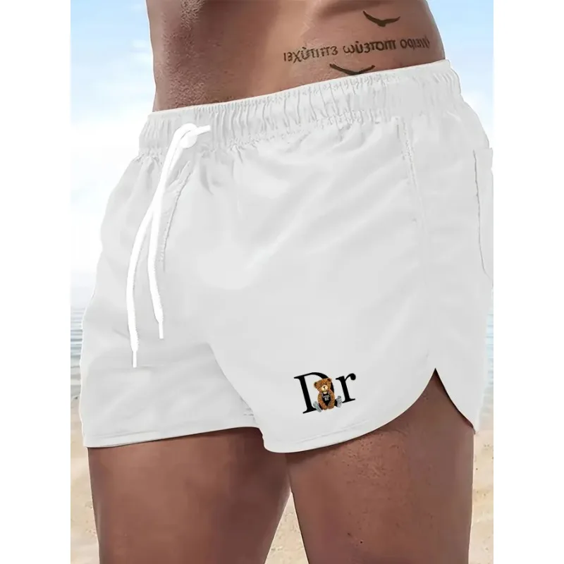 

Мужские модные пляжные шорты с принтом DR Bear, быстросохнущие шорты для серфинга с завязками и карманами