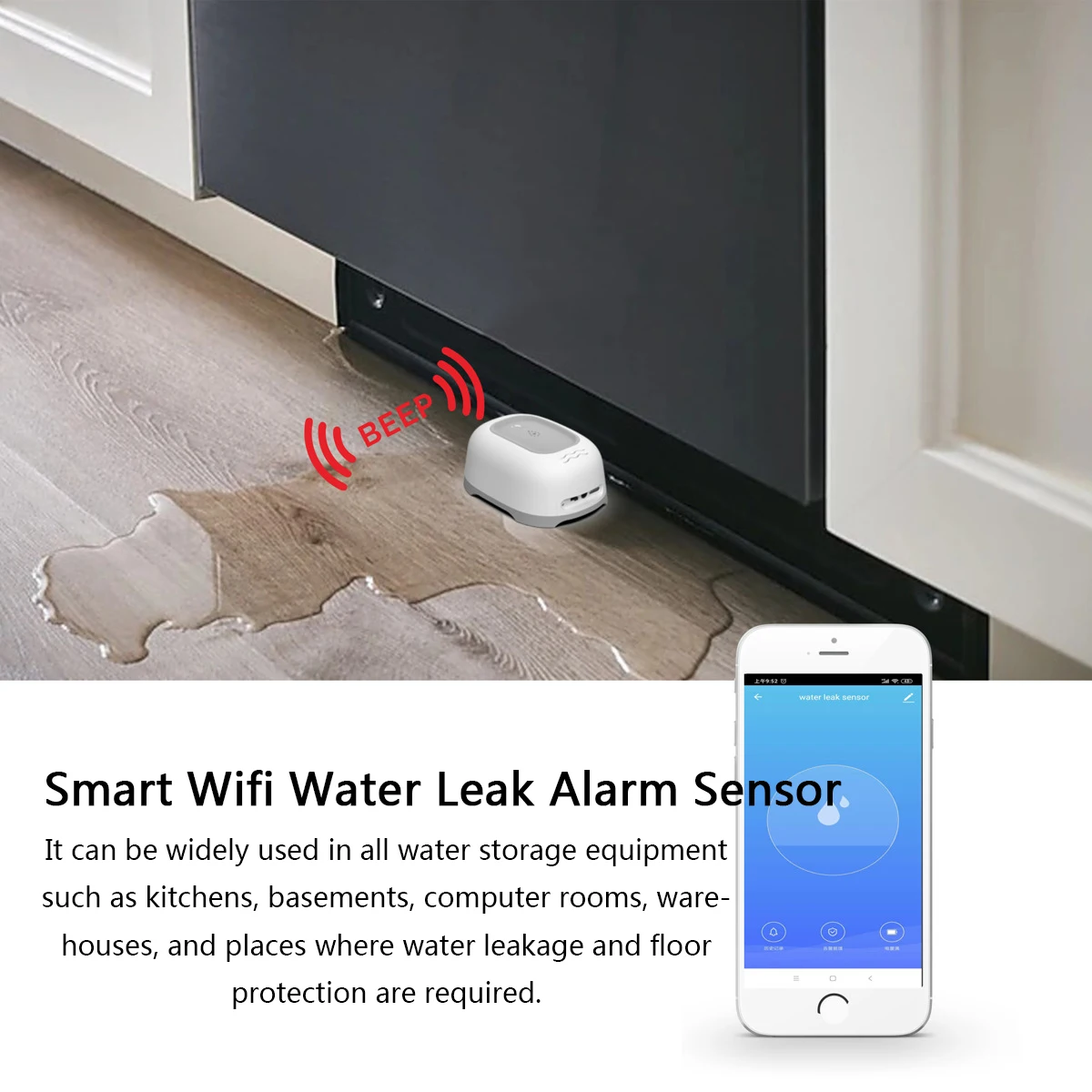 Sondas de vazamento duplas com controle por aplicativo, alarme de segurança residencial inteligente carregável, tuya, wi-fi, sensor de vazamento de água, multifuncional, 100db, novo