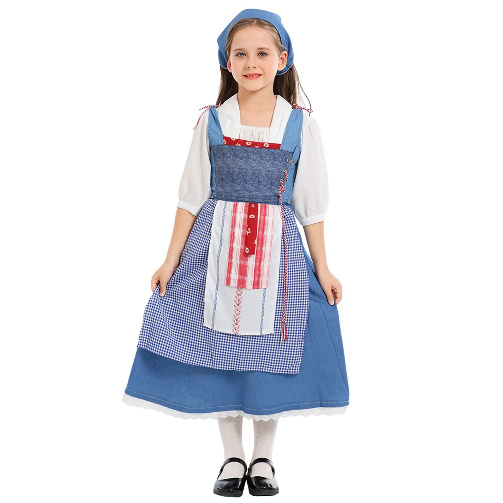 

Girls Halloween Medieval French Estate Maid Costumes Kids Children Female Butler Cosplay Carnival Purim Role Playing Party Dress